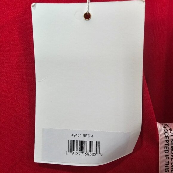 Mac Duggal Bow Shoulder V-Neck Gown Red - Picture 6 of 9